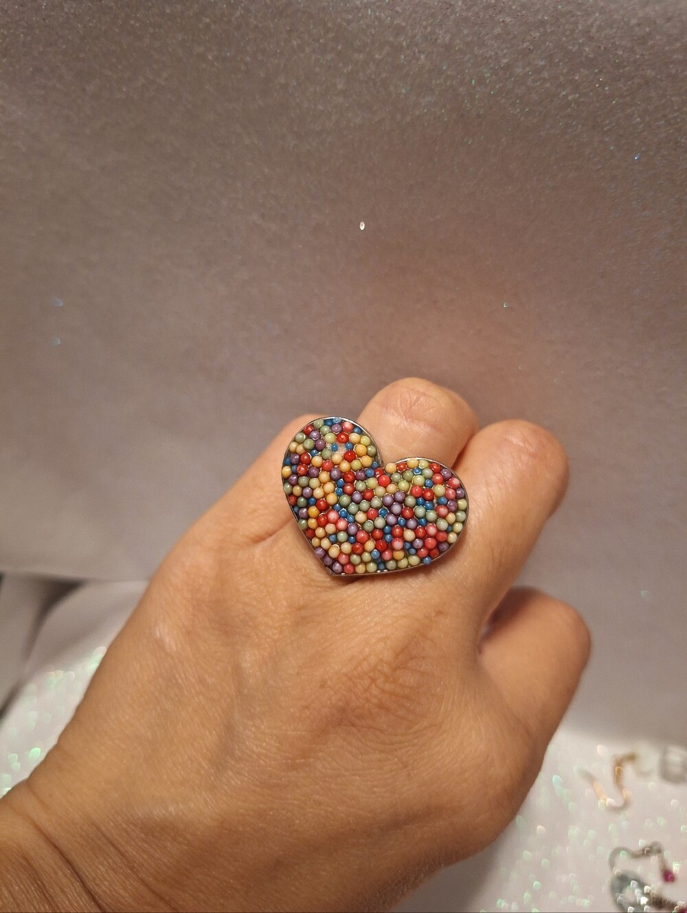 Heart Rainbow Ring Adjustable
